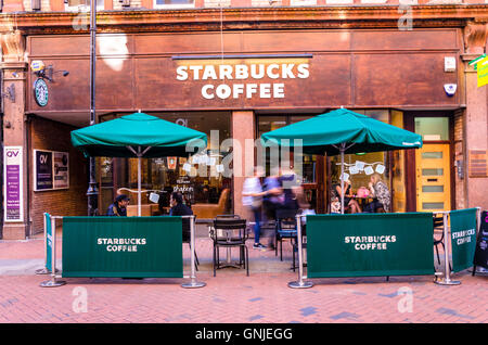 A Starbucks Cafe on Queen Victoria Street in Reading, Berkshire. Stock Photo