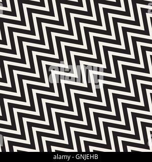 Vector Seamless Black And White ZigZag Diagonal Lines Geometric Pattern Stock Vector