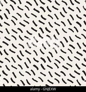 Vector Seamless Black And White Hand Painted Diagonal Lines Pattern Stock Vector