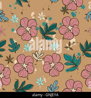 Seamless texture with pink flower. Stock Vector