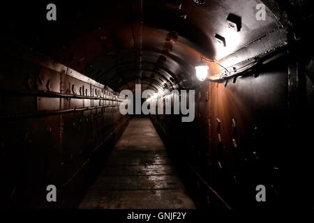 Underground tunnel at the Tagansky Protected Command Point, also known as bunker-42 a once-secret military complex, bunker, and Spare Long-Range Aviation Command Post located 65 meters below the streets of Moscow, the actual formerly secret location where military Soviet leaders could retreat in the event of an atomic attack on Russia. central Moscow Russia Stock Photo