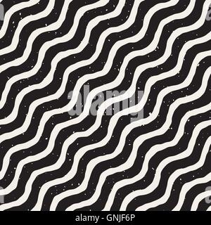 Vector Seamless Hand Drawn Diagonal Wavy Lines Grunge Pattern Stock Vector