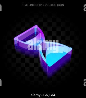 Time icon: 3d neon glowing Hourglass made of glass, EPS 10 vector. Stock Vector