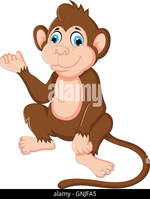 cute monkey cartoon sitting Stock Vector