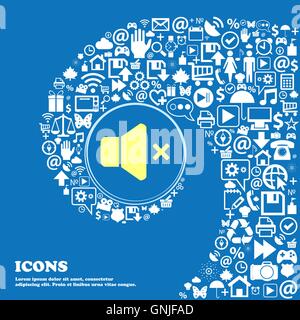 No Volume icon . Nice set of beautiful icons twisted spiral into the center of one large icon. Vector Stock Vector