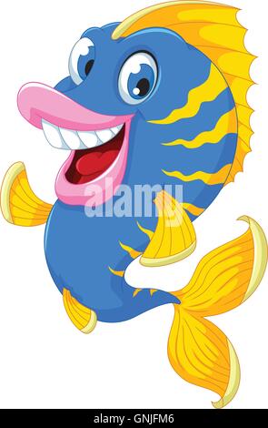 funny fish cartoon smiling Stock Vector
