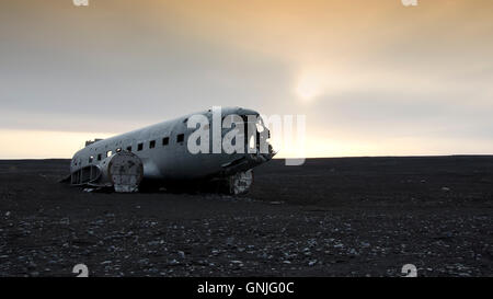 Aircraft wreck, Iceland Stock Photo