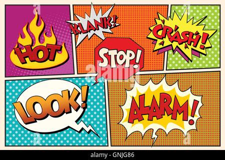 Page comic book lettering cloud bubbles Stock Vector