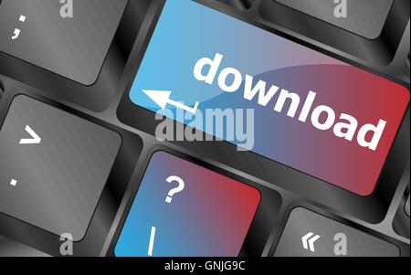 internet download button on computer keyboard keys . keyboard keys. vector illustration Stock Vector