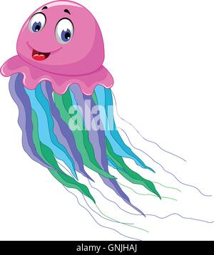 Cute jellyfish cartoon smiling Stock Vector