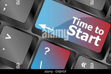 Time to start text button on keyboard keys . keyboard keys. vector illustration Stock Vector