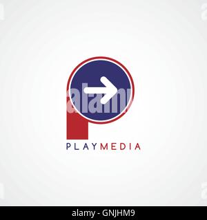 arrow media play icon theme logotype Stock Vector
