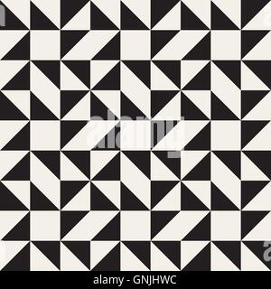 Vector Seamless Black and White Geometric Square Triangle Tessellation Pattern Stock Vector