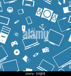 Seamless background from digital devices, vector illustration. Stock Vector