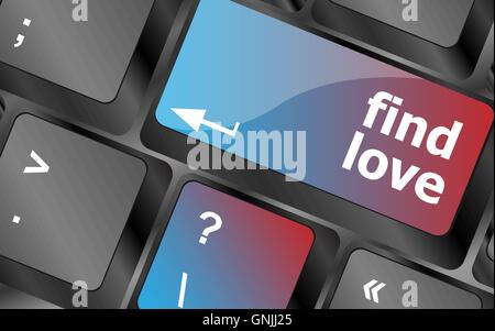 A keyboard with a find love button - social concept . keyboard keys. vector illustration Stock Vector