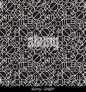 Vector Seamless Black and White Geometric Lines Irregular Pattern Stock Vector