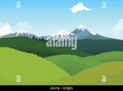 beauty hilly mountain with landscape background Stock Vector