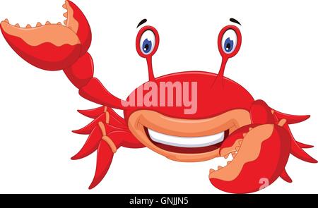 cute crab cartoon smiling Stock Vector
