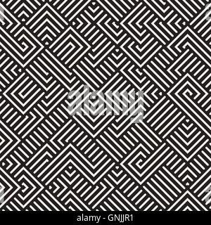 Vector Seamless Irregular Maze Lines Geometric Pattern Stock Vector