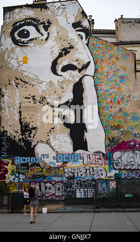 Wall-sized graffiti, Pompidou Centre, Paris, France Stock Photo