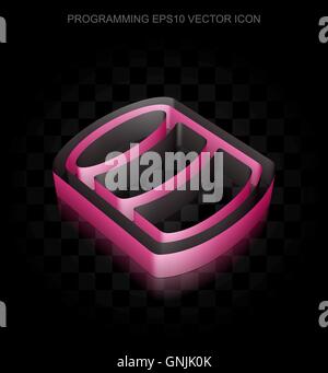 Software icon: Crimson 3d Database made of paper, transparent shadow, EPS 10 vector. Stock Vector