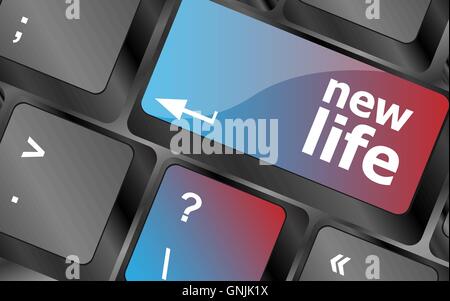 black keyboard keys with new life words . keyboard keys. vector illustration Stock Vector