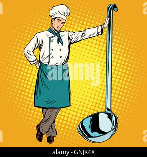 Professional chef with ladle Stock Vector