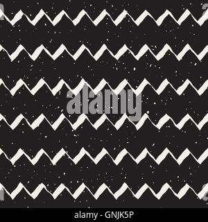 Vector Seamless Hand Drawn ZigZag Lines Grungy Pattern Stock Vector