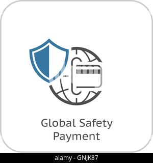 Global Safety Payment Icon. Flat Design. Stock Vector