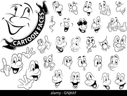 Cartoon Faces Set Stock Vector