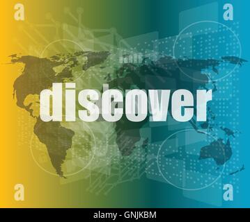 social concept: word discover on digital background vector quotation marks with thin line speech bubble. concept of citation, in Stock Vector