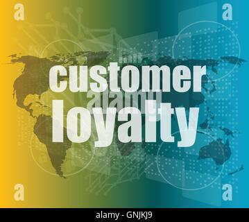 Marketing concept: words Customer loyalty on digital screen vector quotation marks with thin line speech bubble. concept of cita Stock Vector