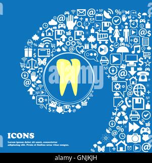 tooth icon . Nice set of beautiful icons twisted spiral into the center of one large icon. Vector Stock Vector