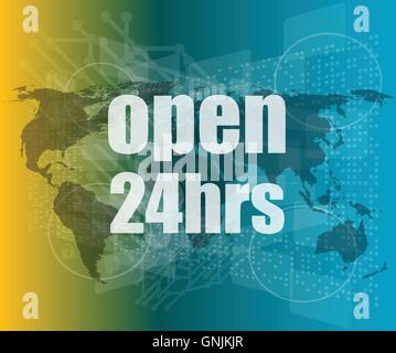 Security concept: open 24 hours on digital screen vector quotation marks with thin line speech bubble. concept of citation, info Stock Vector