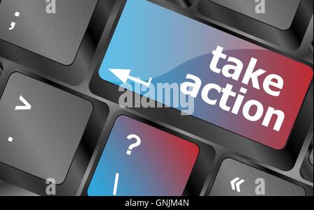 Take action key on a computer keyboard, business concept . keyboard keys. vector illustration Stock Vector