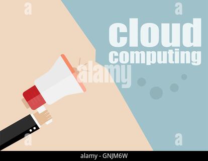 cloud computing. Megaphone Icon. Flat design vector business illustration. Digital marketing. business man holding megaphone for Stock Vector