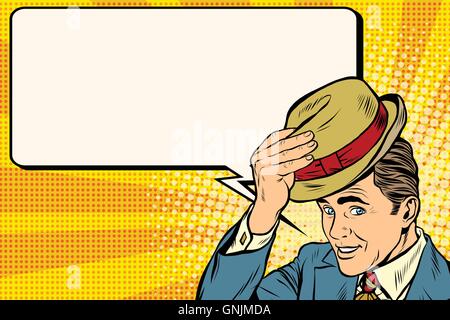 Retro gentleman and promotional announcement Stock Vector