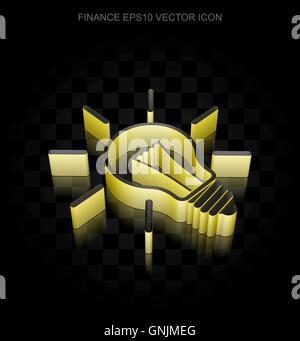 Business icon: Yellow 3d Light Bulb made of paper, transparent shadow, EPS 10 vector. Stock Vector