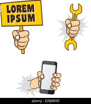 hand holding object set Stock Vector