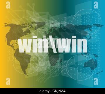 win word on digital touch screen interface vector quotation marks with thin line speech bubble. concept of citation, info, testi Stock Vector