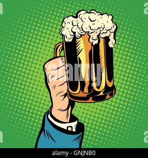 beer mug in hand, pop art retro Stock Vector