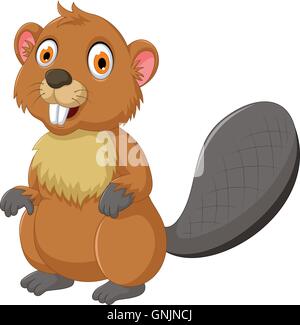 cute beaver cartoon posing Stock Vector