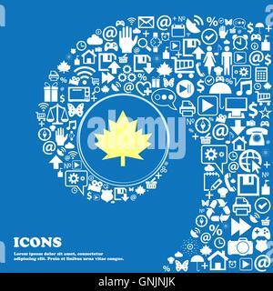 Maple leaf icon . Nice set of beautiful icons twisted spiral into the center of one large icon. Vector Stock Vector