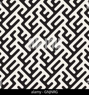 Vector Seamless Black And White Maze Lines Pattern Stock Vector