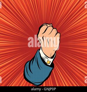 Retro fist force concept Stock Vector