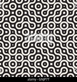 Vector Seamless Wavy Round Lines Irregular Geometric Pattern Stock Vector