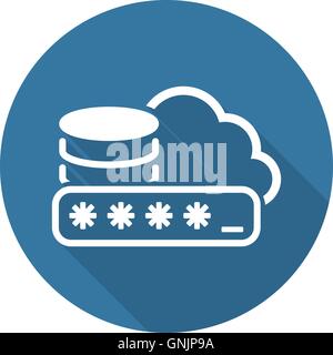 Secure Cloud Storage Icon. Flat Design. Stock Vector