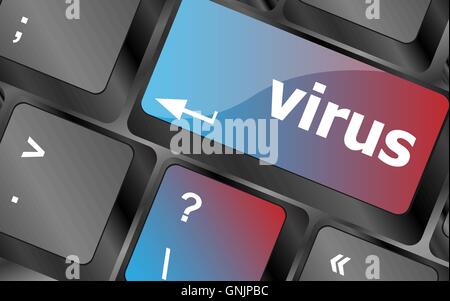 Virus button on computer keyboard - it concept . keyboard keys. vector illustration Stock Vector