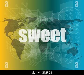 sweet words on digital touch screen interface vector quotation marks with thin line speech bubble. concept of citation, info, te Stock Vector