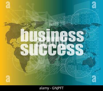 Business concept: words business success on digital screen, 3d vector quotation marks with thin line speech bubble. concept of c Stock Vector